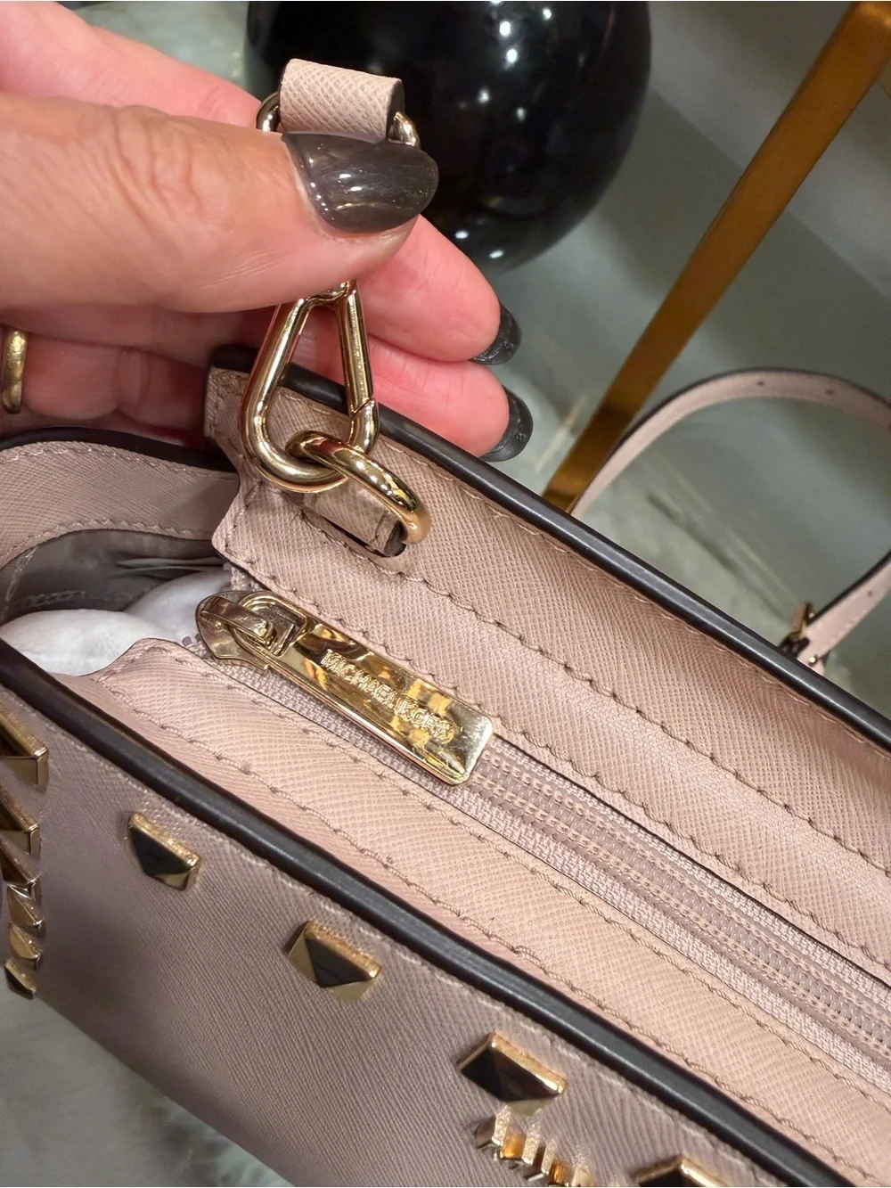 Michael Kors Pink Studded Leather Shoulder Bag